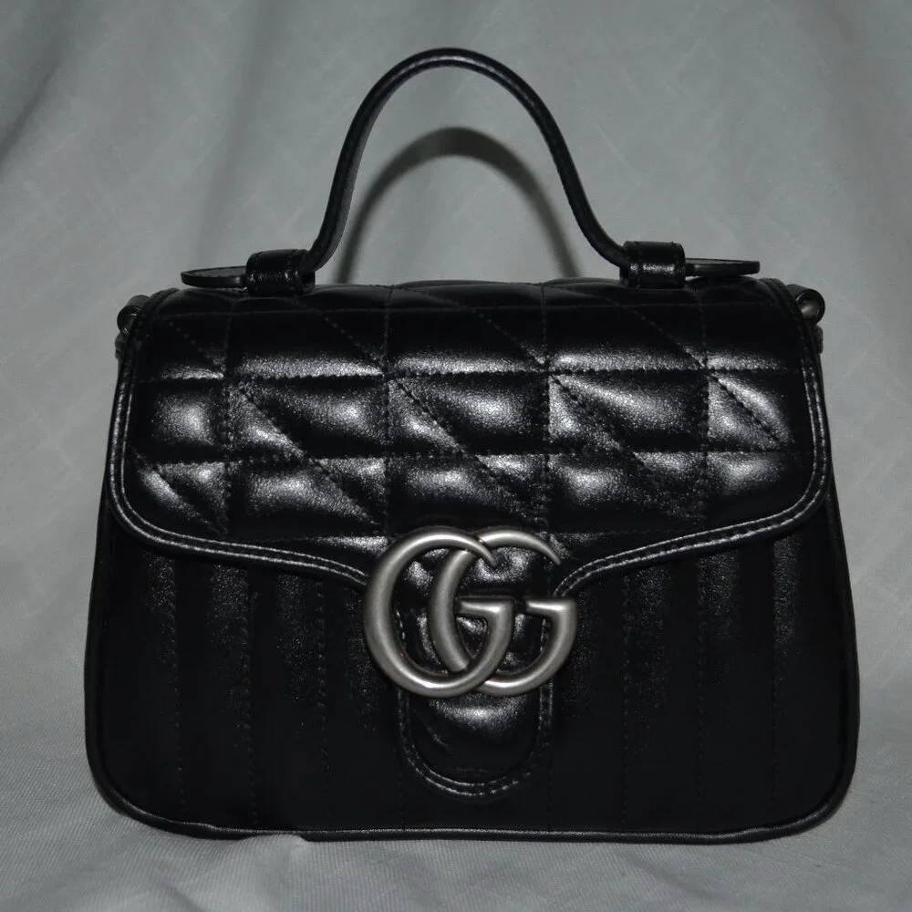 New Gucci GG Black Quilted Marmont Top Handle Shoulder Handbag - Picture 4 of 14